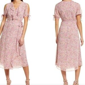 NWT FLORET STUDIOS Ruffle Side Tie Wrap Midi Dress size S